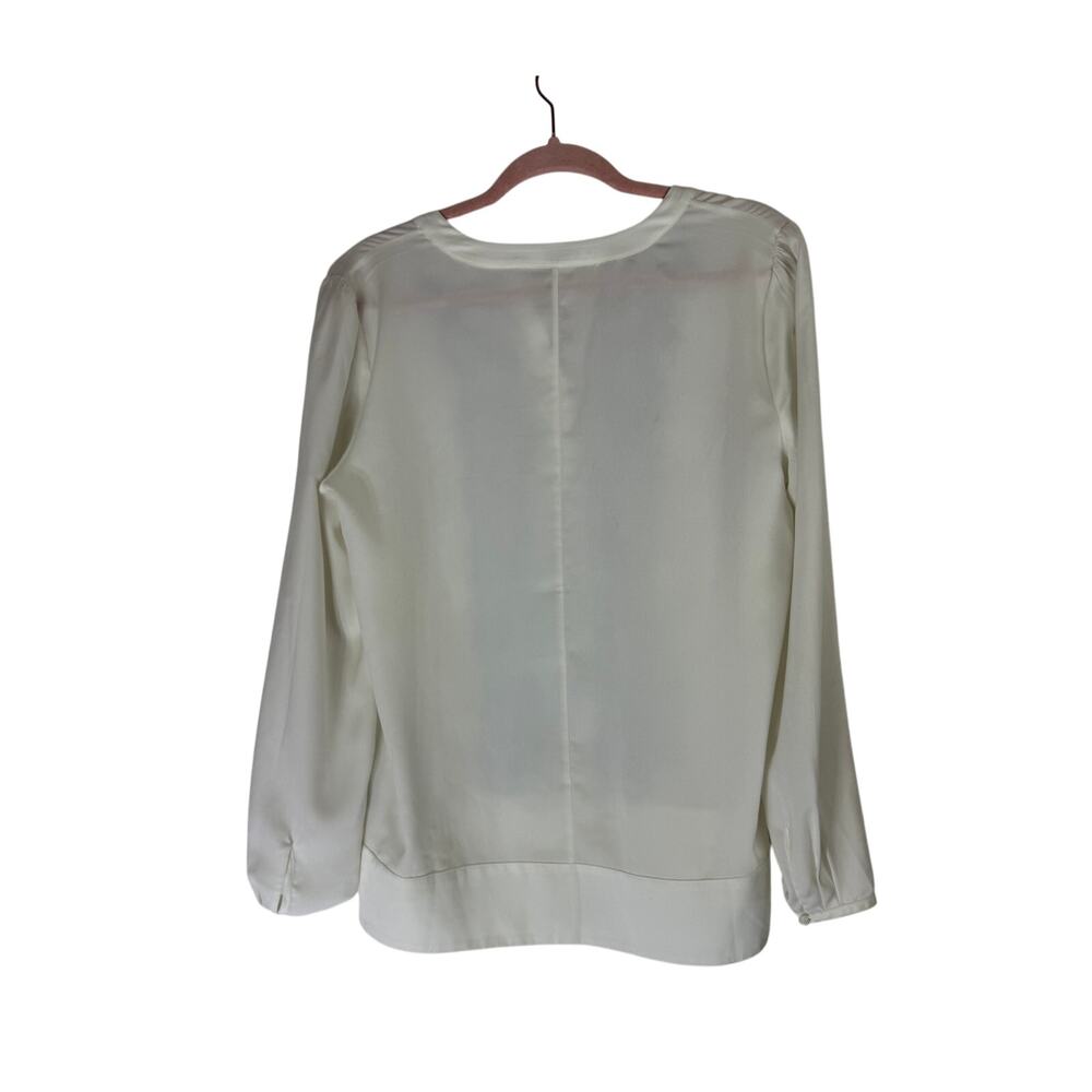 J Crew Ivory w/ Black Lace Long Sleeve Pullover Lightweight Blouse Top Size S - Picture 4 of 9